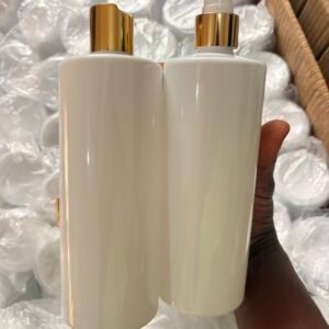 Cosmetic Bottle with Gold Cap/Pump -500mls (white, 12 pieces)
