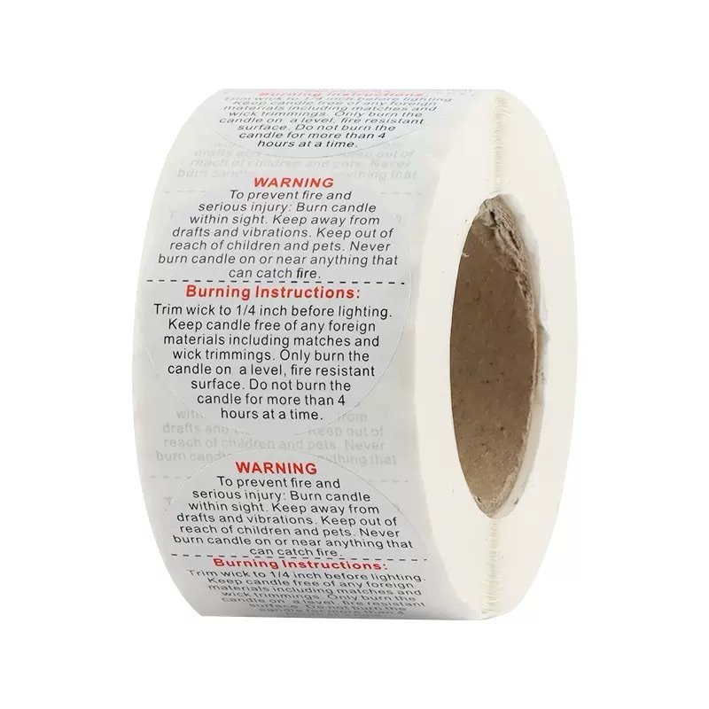 Candle Warning Labels Stickers – 500 Pieces Per Roll - Image 2