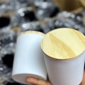 Candle jars with wooden (white) - 300 mls