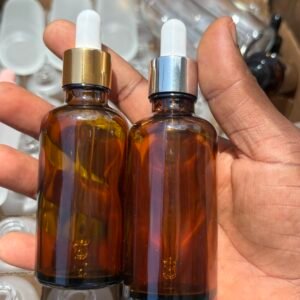 Dropper bottle glass (Amber +silver head) 50mls