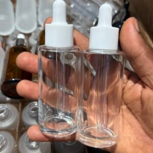 Dropper bottle glass ( clear + white head)-50 mls