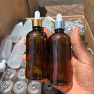 Dropper bottle glass (Amber + silver head)-100mls